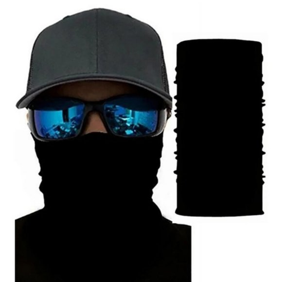 Neck Gaiter Solid Black Ski Mask Mouth Cover - Picture 3 of 5